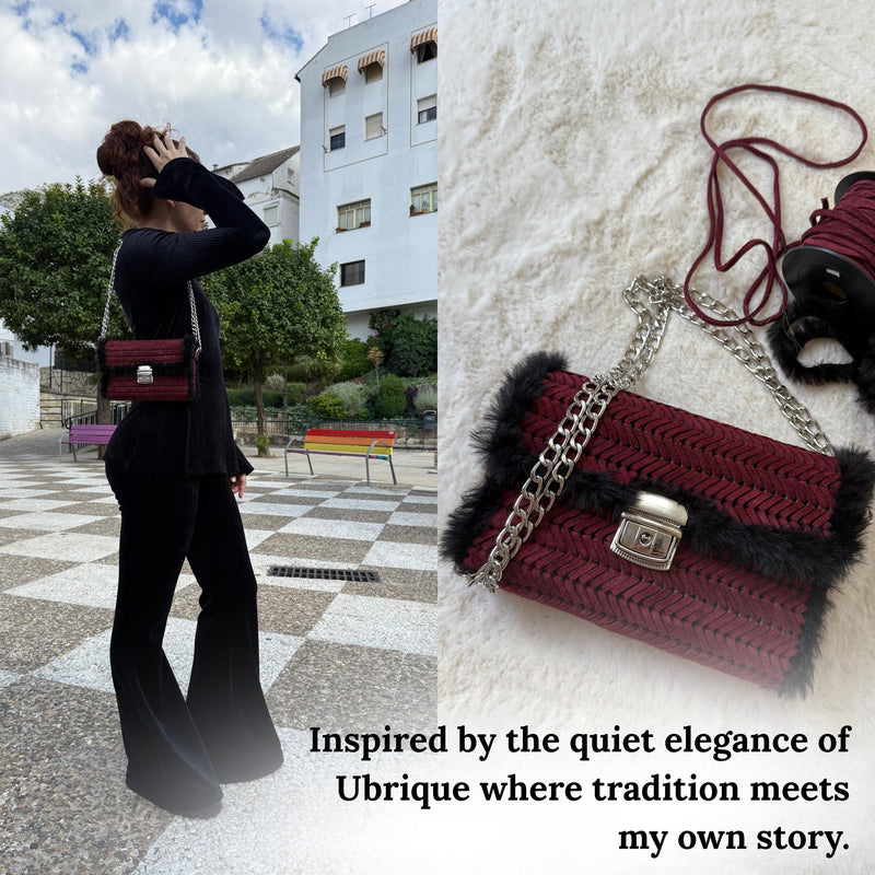 Burgundy Suede & Faux Fur Crossbody Bag - QUARA