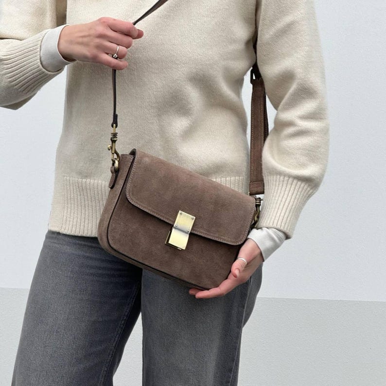 Italian Suede Mini Crossbody Bag - QUARA