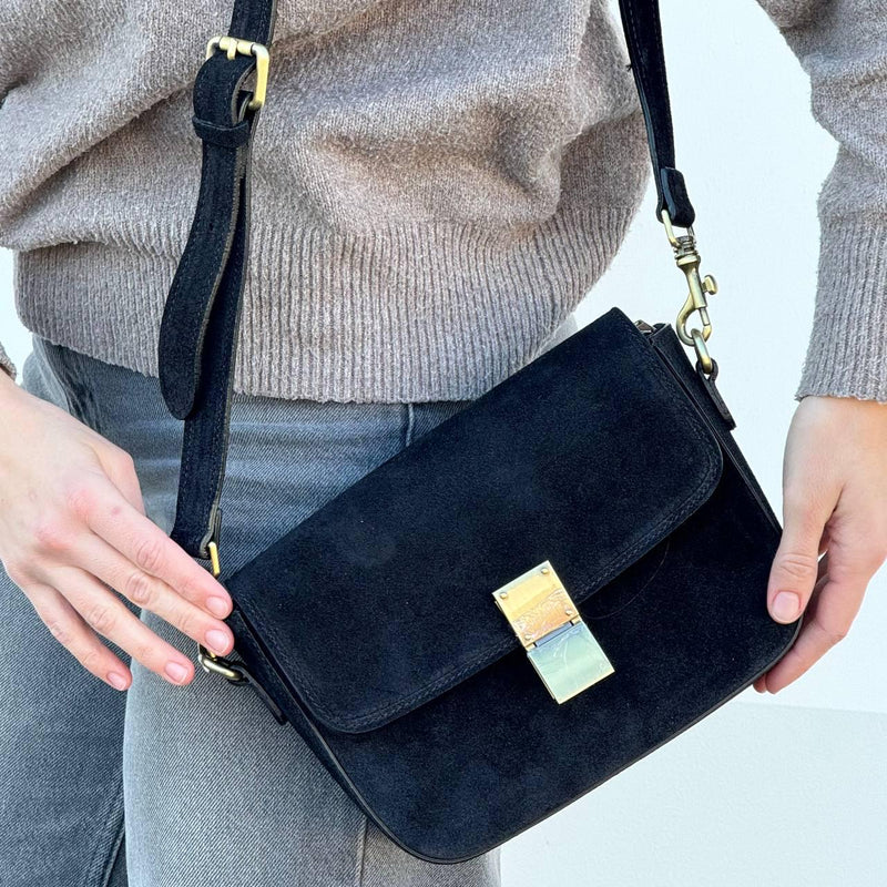 Italian Suede Mini Crossbody Bag - QUARA