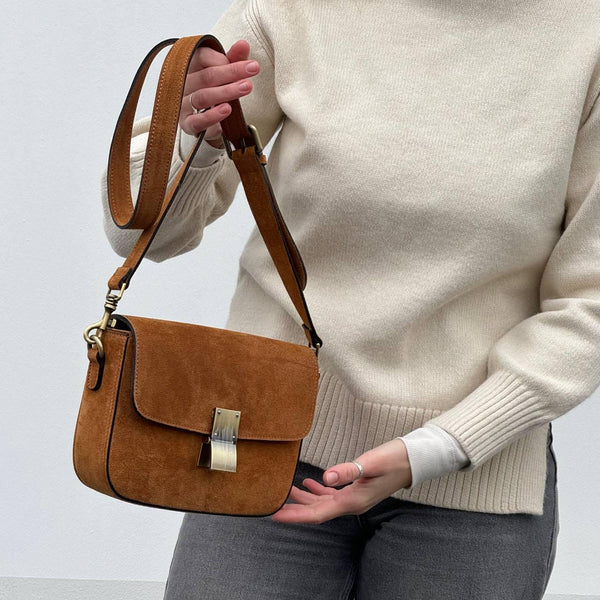 Italian Suede Mini Crossbody Bag - QUARA