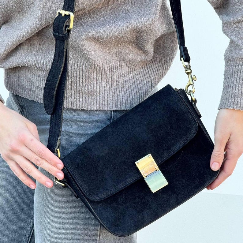 Italian Suede Mini Crossbody Bag - QUARA