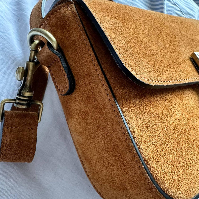 Italian Suede Mini Crossbody Bag - QUARA