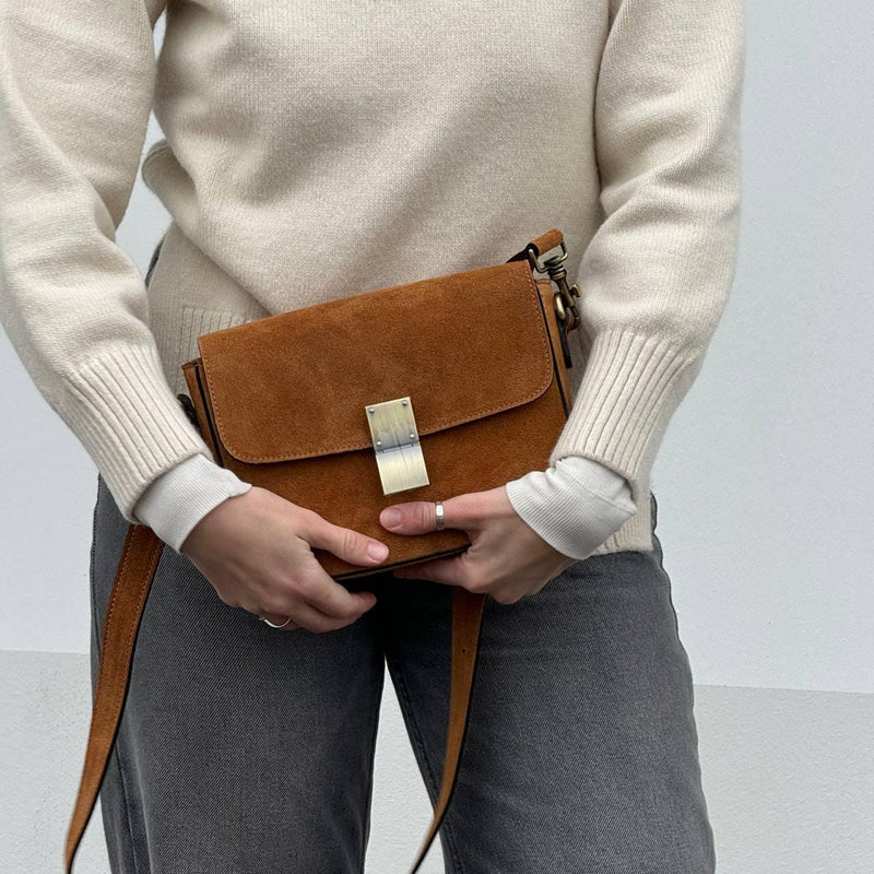 Italian Suede Mini Crossbody Bag - QUARA