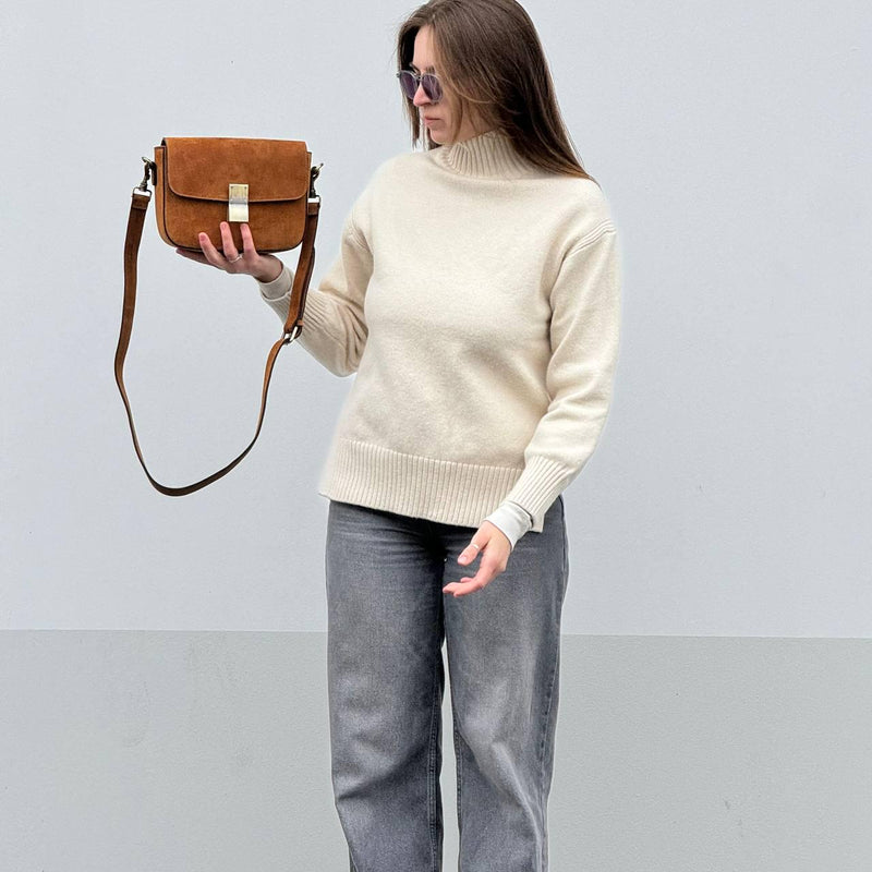 Italian Suede Mini Crossbody Bag - QUARA