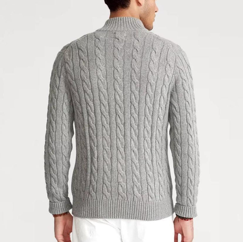Old Money Quarter‑Zip Cable Knit Sweater - QUARA