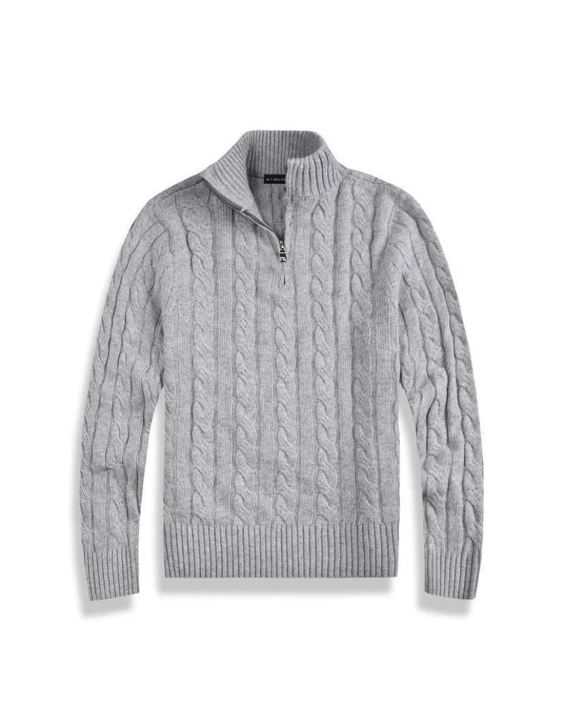 Old Money Quarter‑Zip Cable Knit Sweater - QUARA