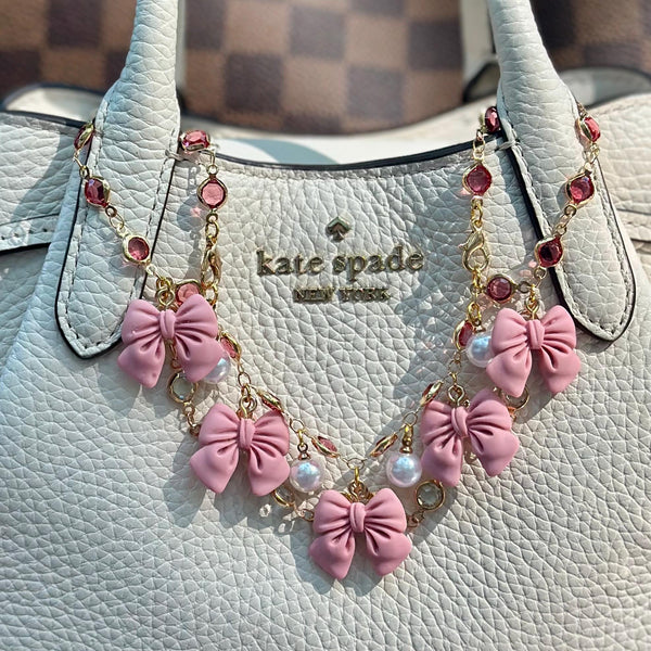Pearl Bow Handbag Charm Keychain - QUARA