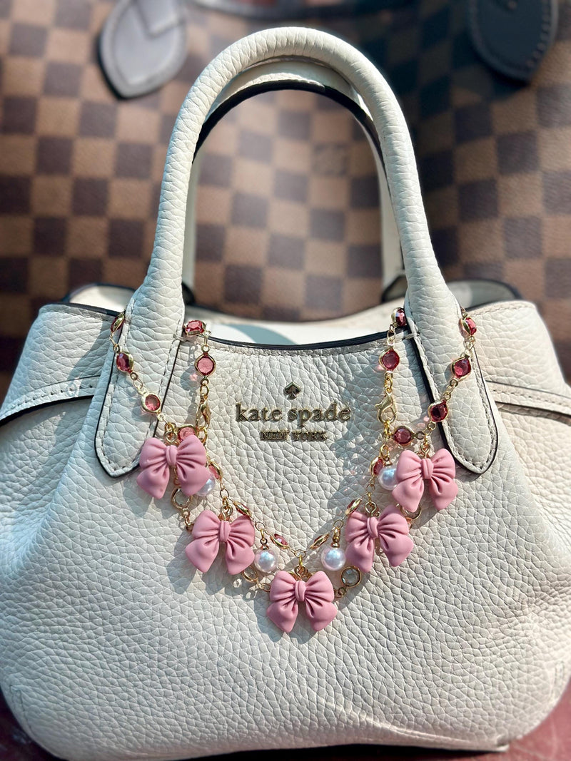Pearl Bow Handbag Charm Keychain - QUARA