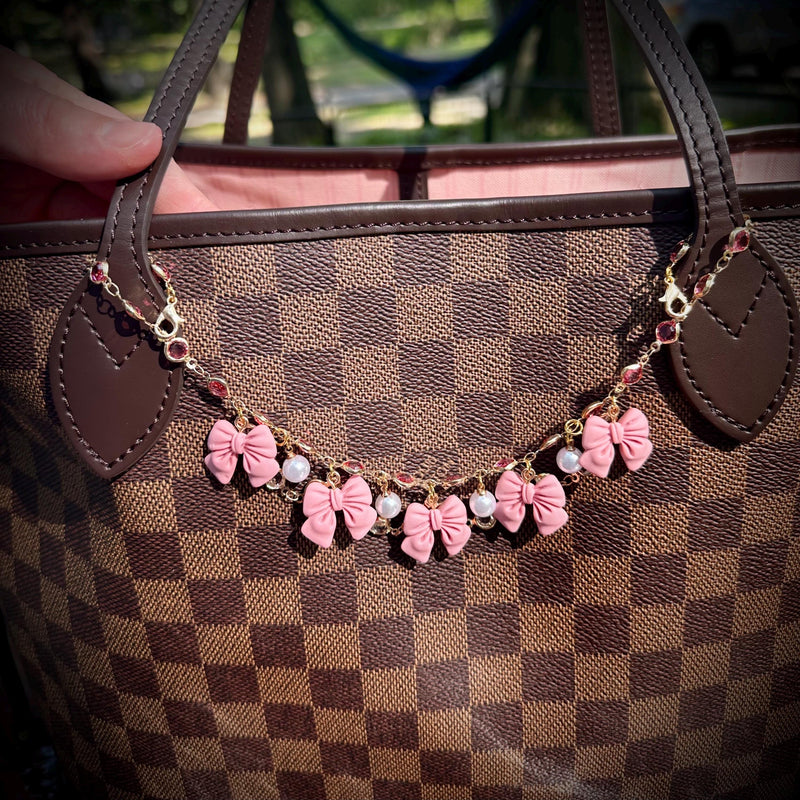 Pearl Bow Handbag Charm Keychain - QUARA