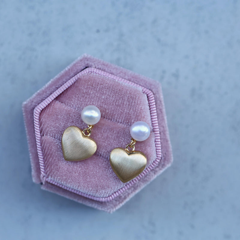 Pearl Heart Drop Earrings - QUARA