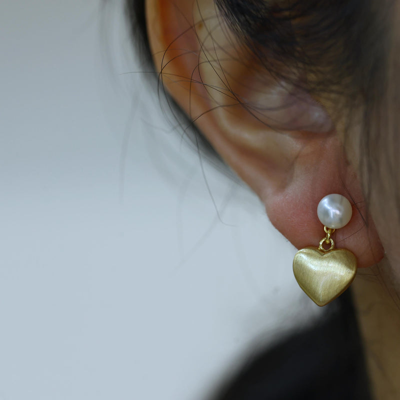 Pearl Heart Drop Earrings - QUARA