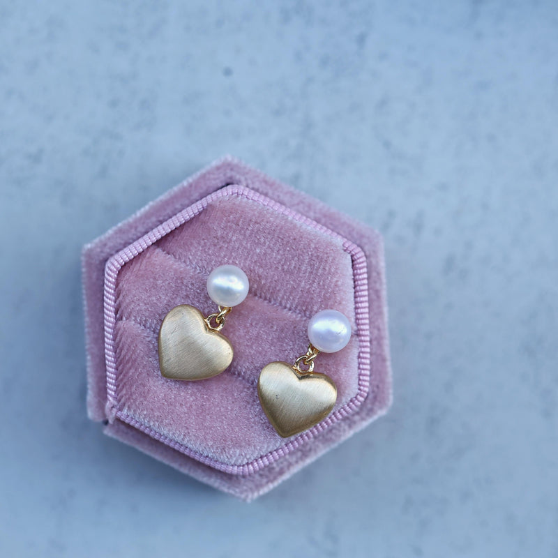 Pearl Heart Drop Earrings - QUARA