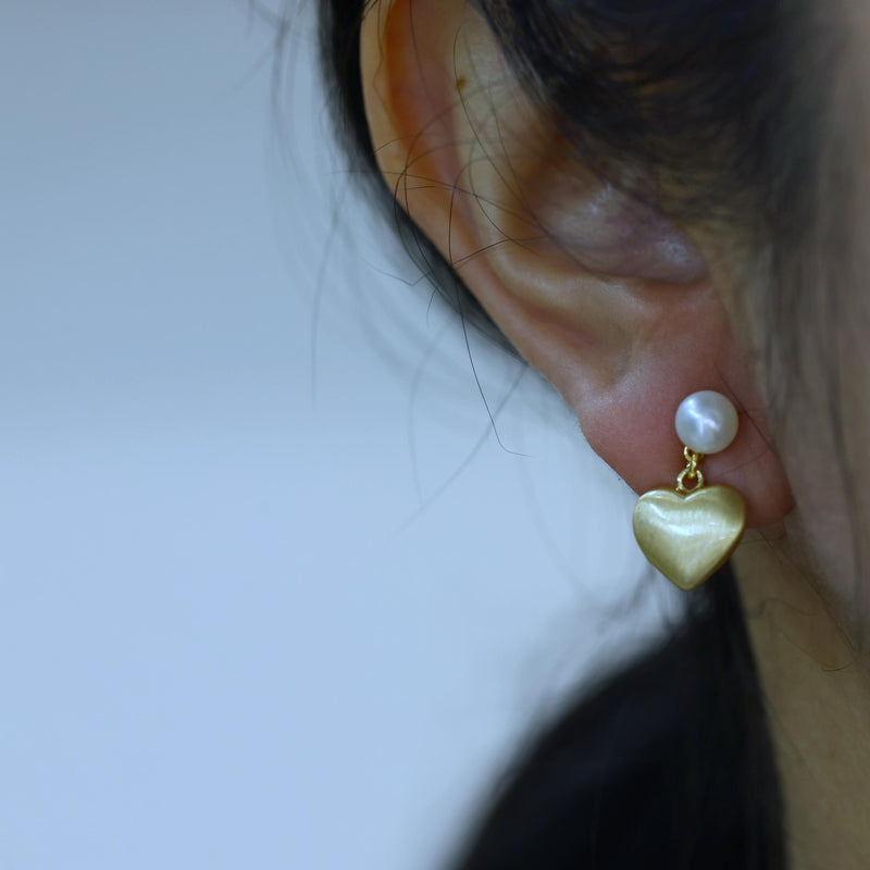 Pearl Heart Drop Earrings - QUARA