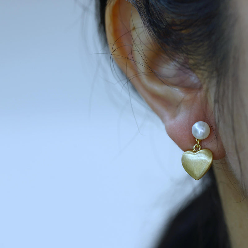 Pearl Heart Drop Earrings - QUARA