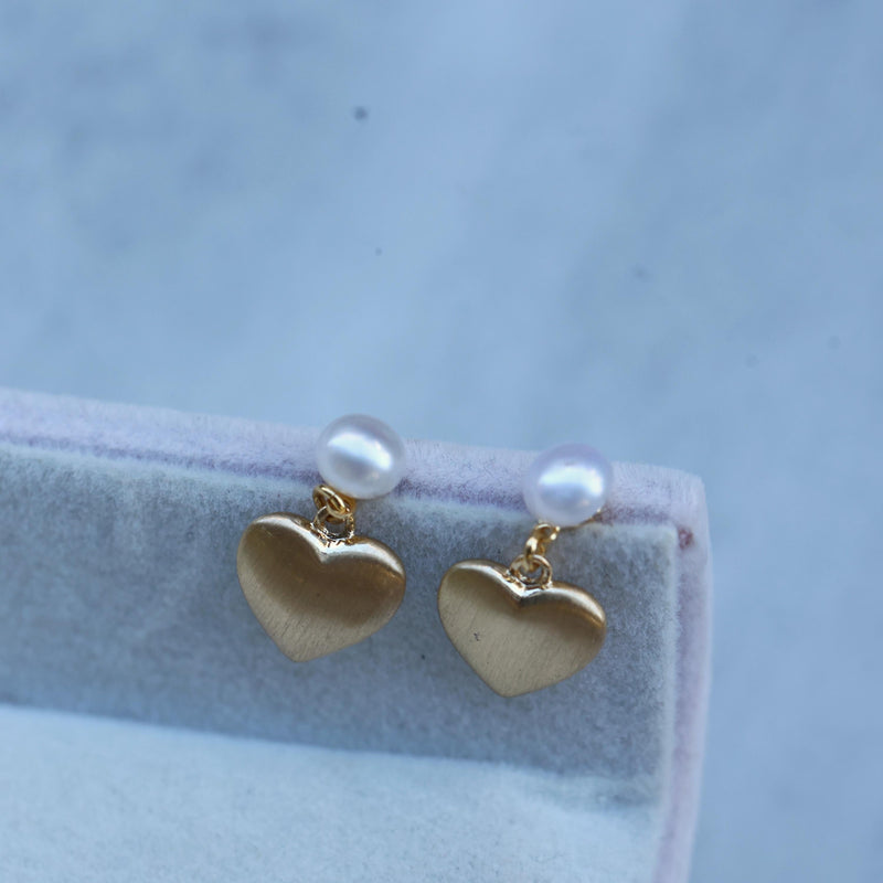 Pearl Heart Drop Earrings - QUARA