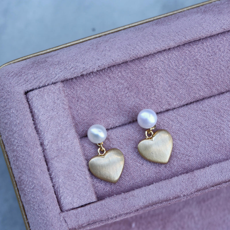 Pearl Heart Drop Earrings - QUARA