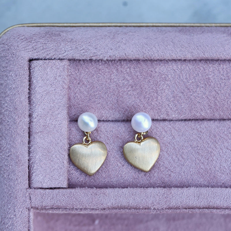 Pearl Heart Drop Earrings - QUARA