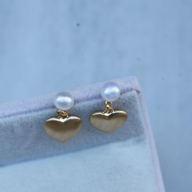Pearl Heart Drop Earrings - QUARA