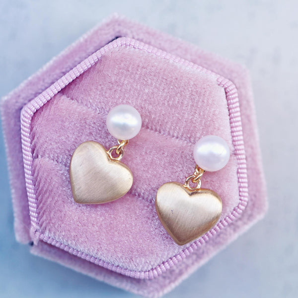 Pearl Heart Drop Earrings - QUARA