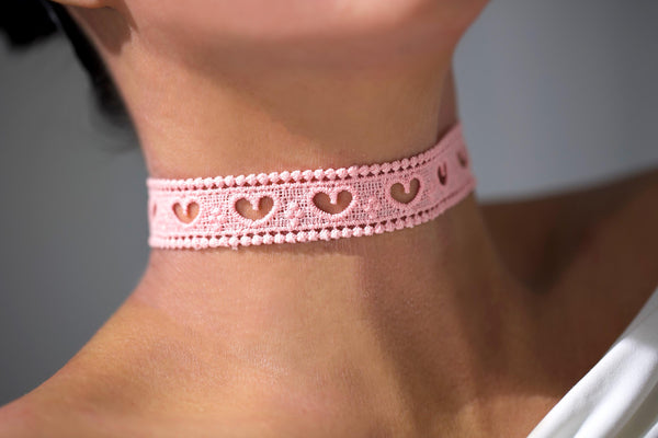 Pink Lace Ribbon Choker - QUARA