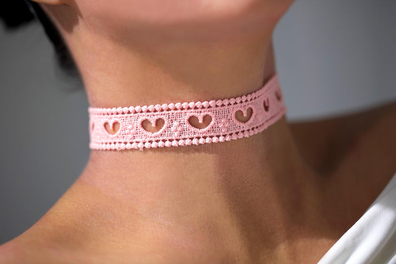 Pink Lace Ribbon Choker - QUARA