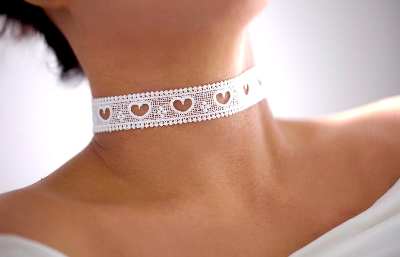 Pink Lace Ribbon Choker - QUARA