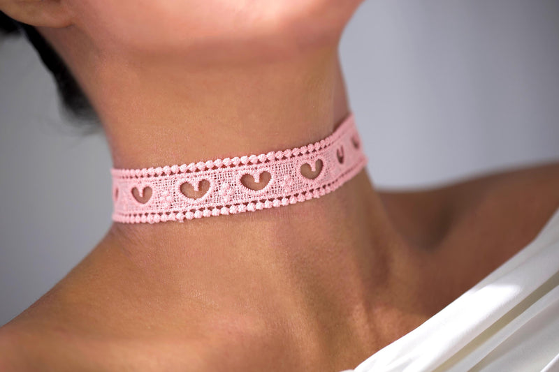 Pink Lace Ribbon Choker - QUARA