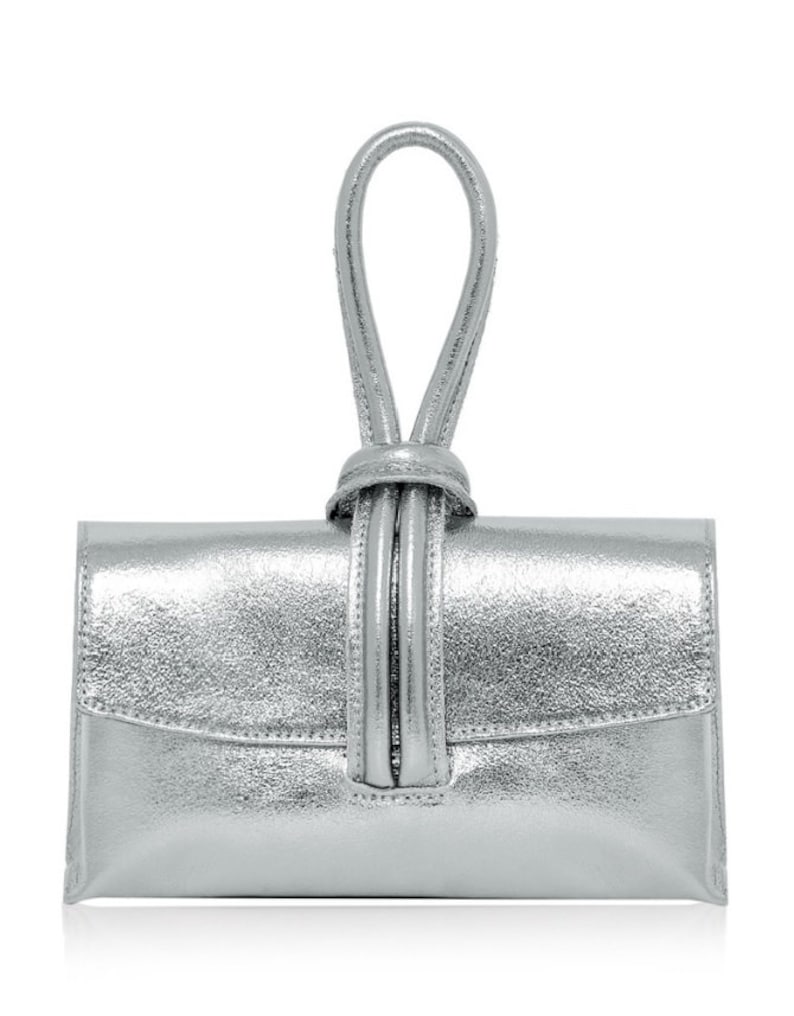 Silver Evening Clutch with Loop Lock Strap - QUARA