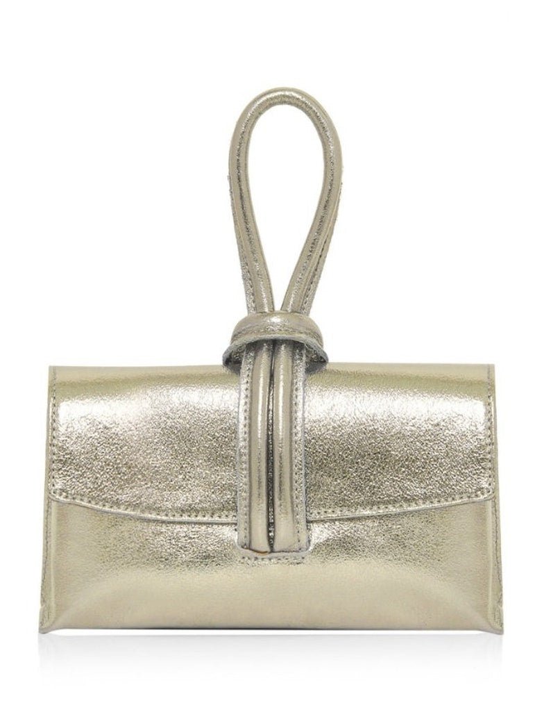 Silver Evening Clutch with Loop Lock Strap - QUARA